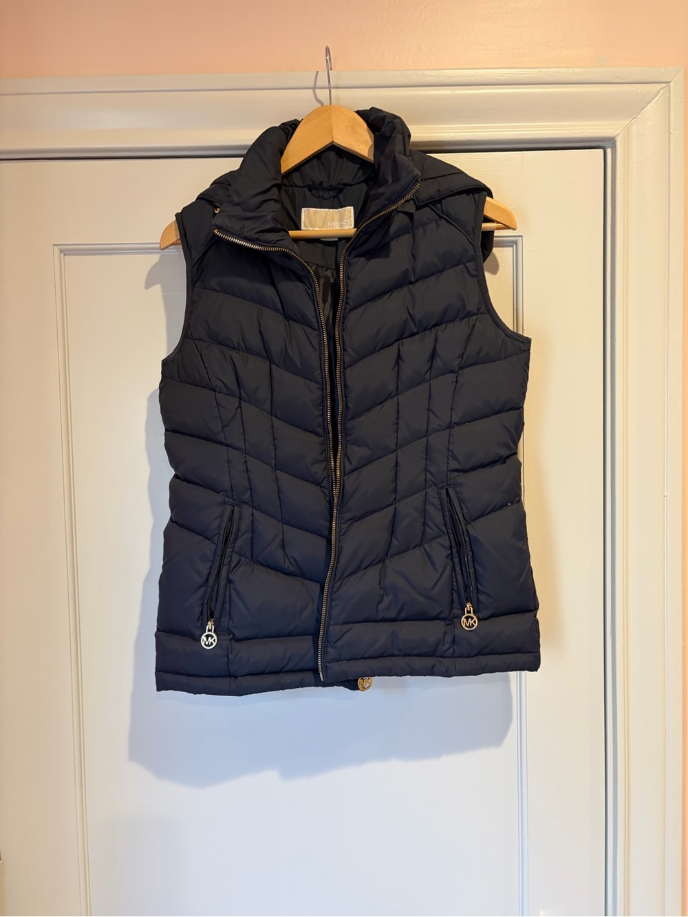 Michael Kors Dark Navy Quilted Hooded Puffer Vest